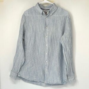 Joseph abboud linen Blue Striped Shirt men’s large tall